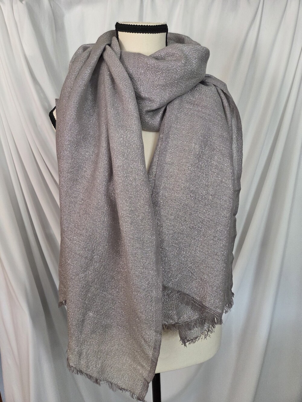 Limited Edition Shimmery Gray Women's Wrap Scarf - Subtle Metallic Finish